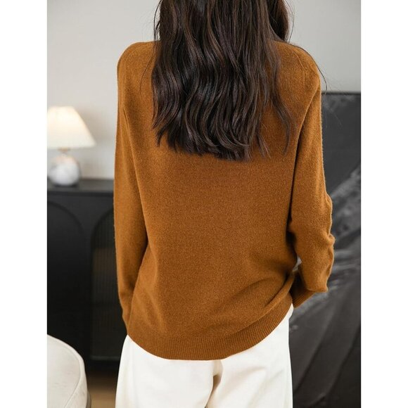 Chanyarn Women's 100% Merino Wool Mock Neck Long Sleeve Seamless Pullover - Picture 6 of 7